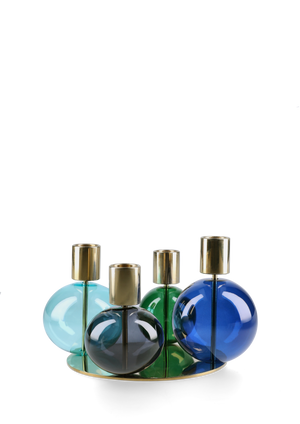 Bubble 4-armed candle holder Ø17.5 cm blue/green