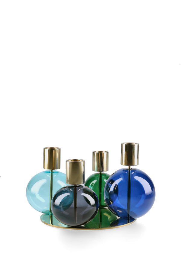 Bubble 4-armed candle holder Ø17.5 cm blue/green