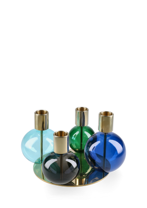Bubble 4-armed candle holder Ø17.5 cm blue/green