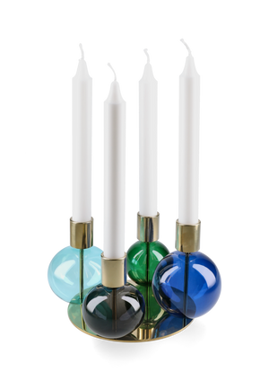 Bubble 4-armed candle holder Ø17.5 cm blue/green