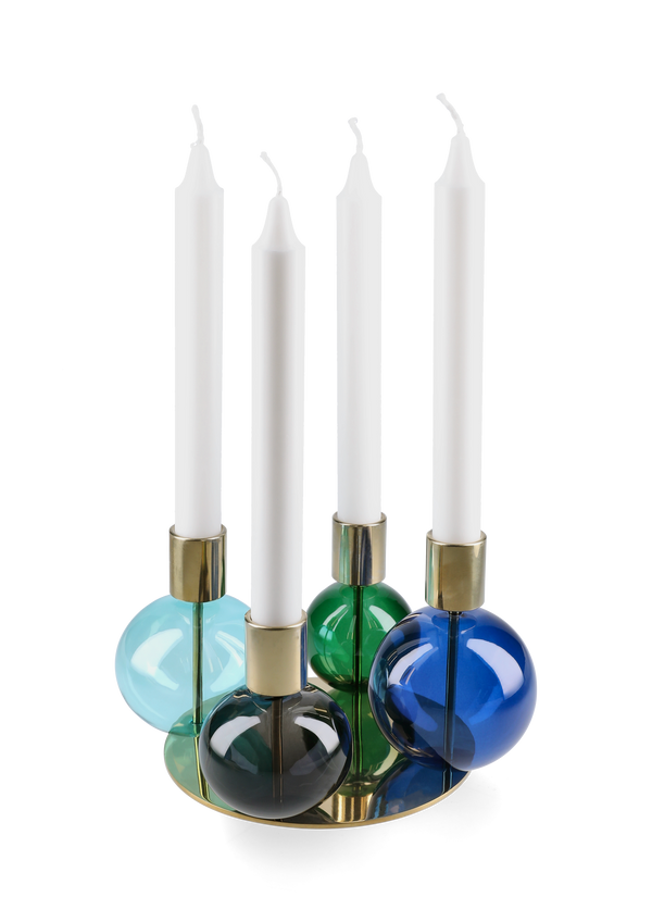 Bubble 4-armed candle holder Ø17.5 cm blue/green
