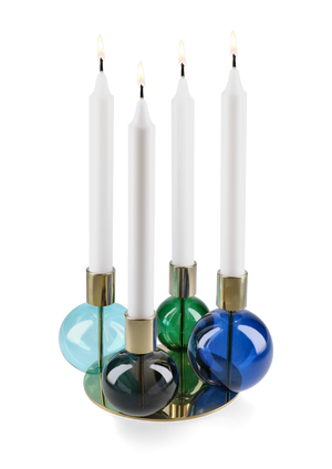 Bubble 4-armed candle holder Ø17.5 cm blue/green