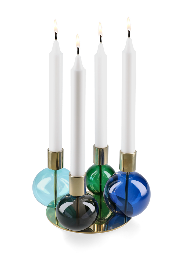Bubble 4-armed candle holder Ø17.5 cm blue/green