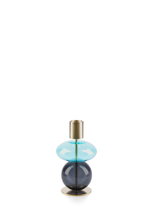 Bubble Candle holder H14 cm light blue/smoke