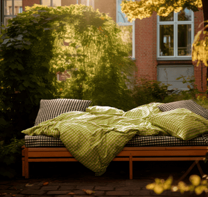 Bæk&Bølge Bed linen 200x220 cm green/soft pink DK