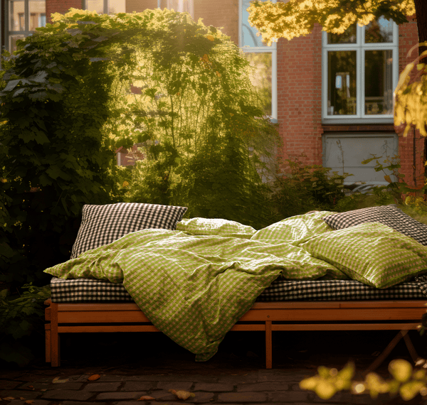 Bæk&Bølge Bed linen 200x220 cm green/soft pink DK