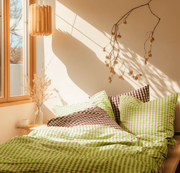 Bæk&Bølge Bed linen 150x210 cm green/soft pink SE