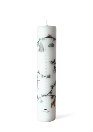Hammershøi Christmas Advent Candle 2024 Ø5 cm white w. deco