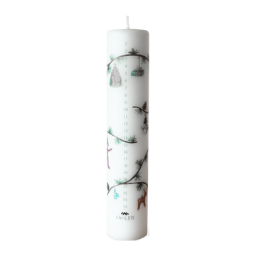 Hammershøi Christmas Advent Candle 2024 Ø5 cm white w. deco