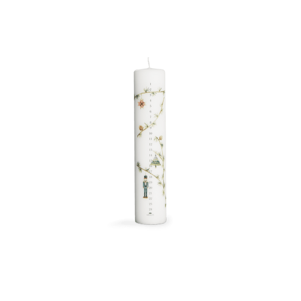 Hammershøi Christmas Advent Candle 2019 Ø5 cm white w. deco