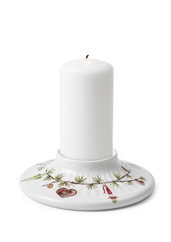 Hammershøi Christmas Block candle holder H4 white w. deco