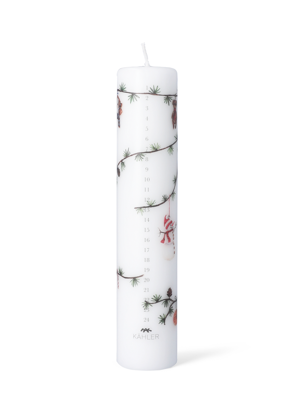 Hammershøi Christmas Advent Candle 2025 Ø5 cm white w. deco