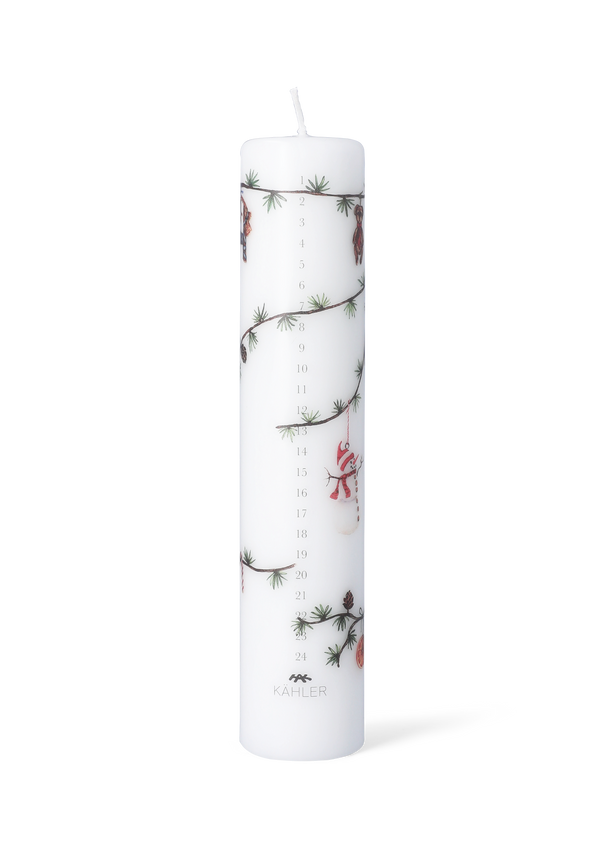 Hammershøi Christmas Advent Candle 2025 Ø5 cm white w. deco