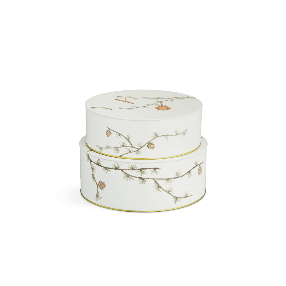 Hammershøi Christmas Storage tin Ø20/Ø22 white w. deco 2 pcs.