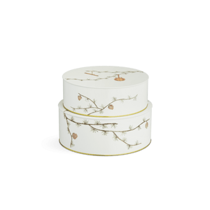 Hammershøi Christmas Storage tin Ø20/Ø22 white w. deco 2 pcs.