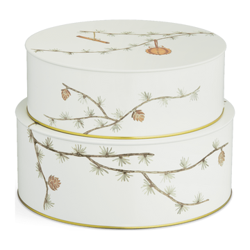 Hammershøi Christmas Storage tin Ø20/Ø22 white w. deco 2 pcs.