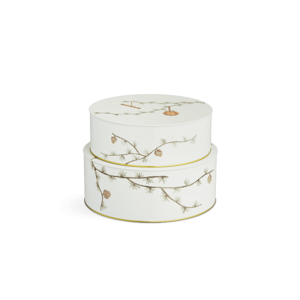 Hammershøi Christmas Storage tin Ø20/Ø22 white w. deco 2 pcs.