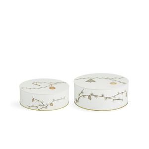 Hammershøi Christmas Storage tin Ø20/Ø22 white w. deco 2 pcs.