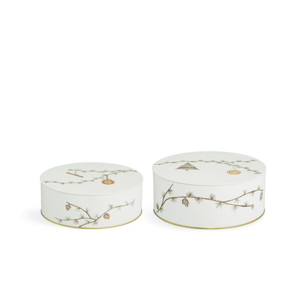 Hammershøi Christmas Storage tin Ø20/Ø22 white w. deco 2 pcs.
