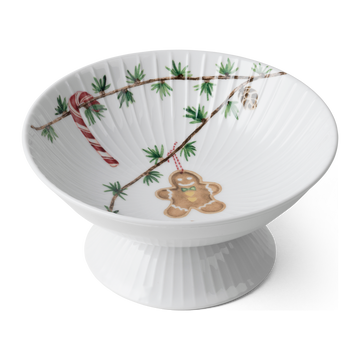 Hammershøi Christmas Bowl on stand Ø16 cm white w. deco