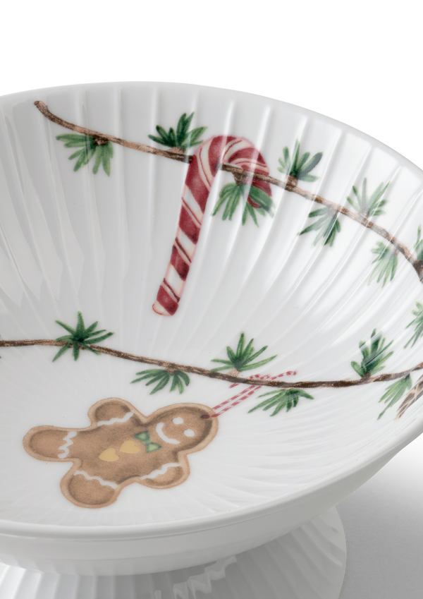 Hammershøi Christmas Bowl on stand Ø16 cm white w. deco