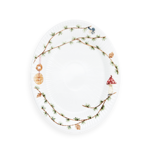Hammershøi Christmas Oval dish 28.5x22.5 cm white w. deco