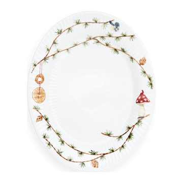 Hammershøi Christmas Oval dish 28.5x22.5 cm white w. deco