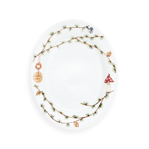 Hammershøi Christmas Oval dish 28.5x22.5 cm white w. deco