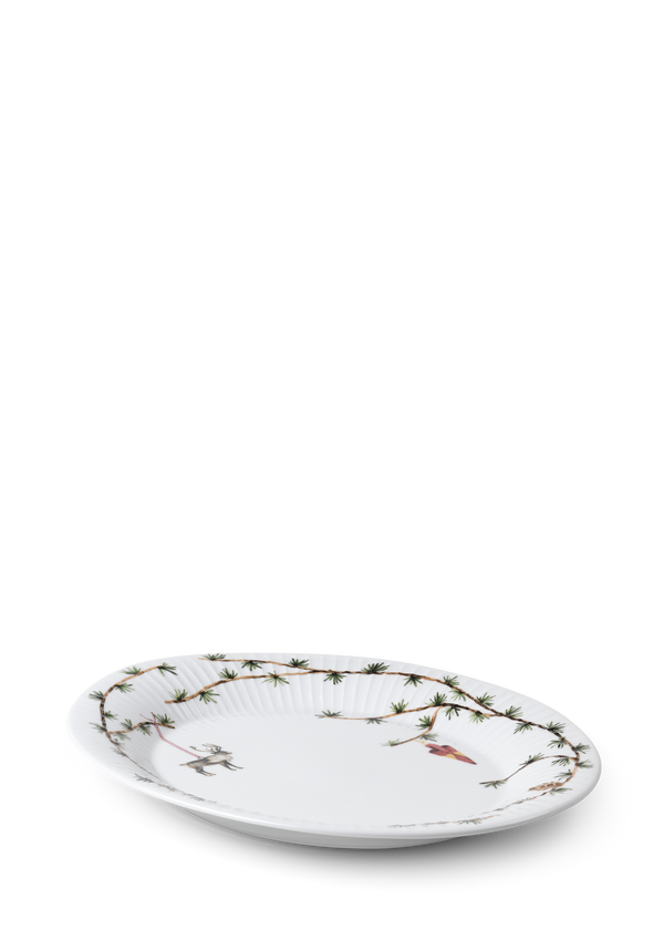 Hammershøi Christmas Oval dish 34x27 cm white w. deco