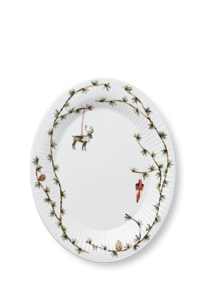 Hammershøi Christmas Oval dish 34x27 cm white w. deco