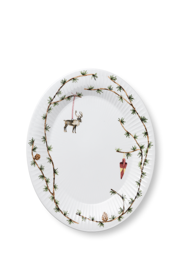 Hammershøi Christmas Oval dish 34x27 cm white w. deco