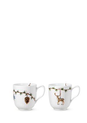 Hammershøi Christmas Mugs 2020 and 2021 set 33 cl white w. deco