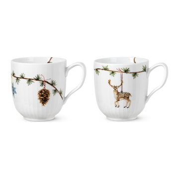 Hammershøi Christmas Mugs 2020 and 2021 set 33 cl white w. deco