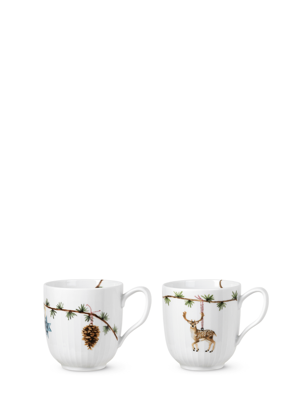 Hammershøi Christmas Mugs 2020 and 2021 set 33 cl white w. deco