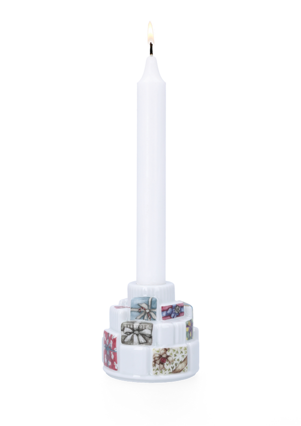 Hammershøi Christmas Gifts Candle holder Ø7.5 cm white w. deco