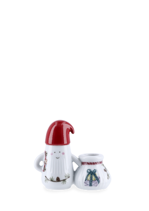 Hammershøi Christmas Father Elf Candle holder H8.5 white w. deco