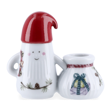 Hammershøi Christmas Father Elf Candle holder H8.5 white w. deco