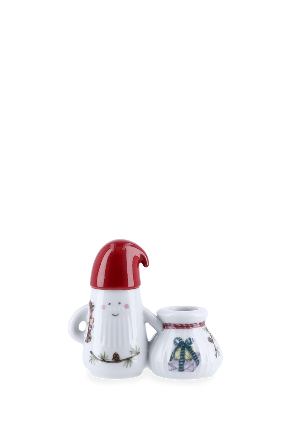 Hammershøi Christmas Father Elf Candle holder H8.5 white w. deco