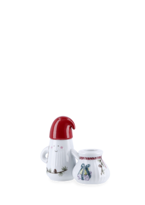 Hammershøi Christmas Father Elf Candle holder H8.5 white w. deco