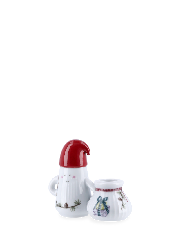 Hammershøi Christmas Father Elf Candle holder H8.5 white w. deco