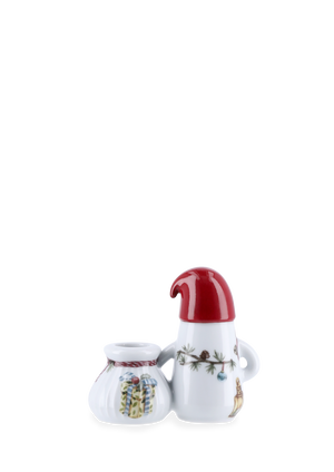 Hammershøi Christmas Father Elf Candle holder H8.5 white w. deco