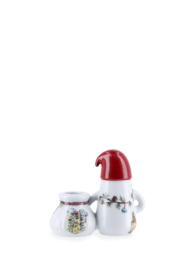 Hammershøi Christmas Father Elf Candle holder H8.5 white w. deco