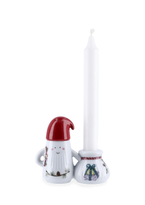 Hammershøi Christmas Father Elf Candle holder H8.5 white w. deco