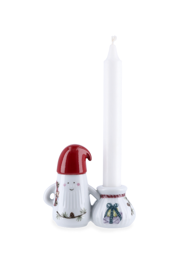 Hammershøi Christmas Father Elf Candle holder H8.5 white w. deco