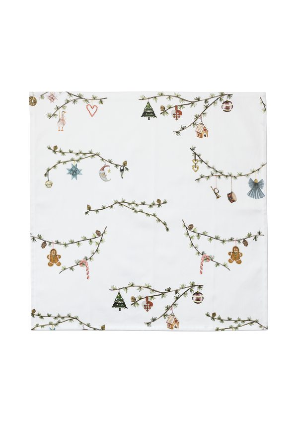 Hammershøi Christmas Napkin 45x45 cm white w. deco 4 pcs.