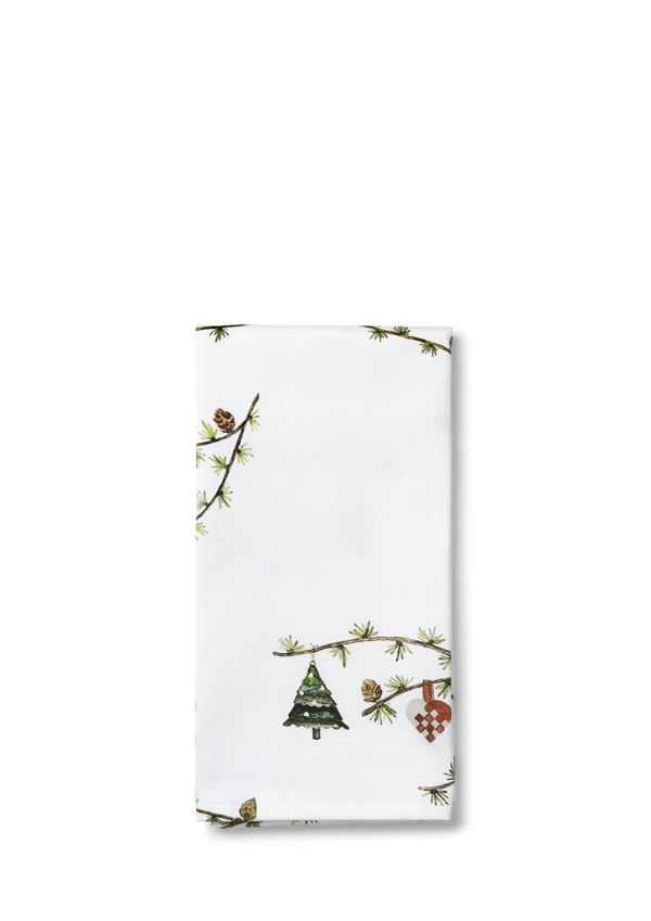 Hammershøi Christmas Napkin 45x45 cm white w. deco 4 pcs.