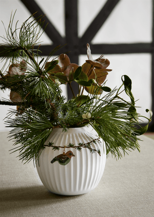 Hammershøi Christmas Vase H13 cm white w. deco