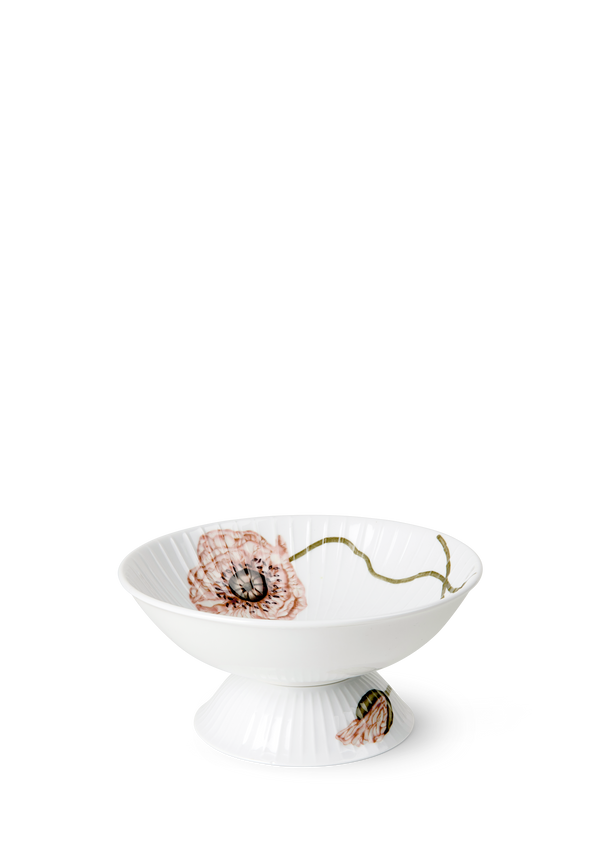 Hammershøi Poppy Bowl on stand Ø16 cm white w. deco