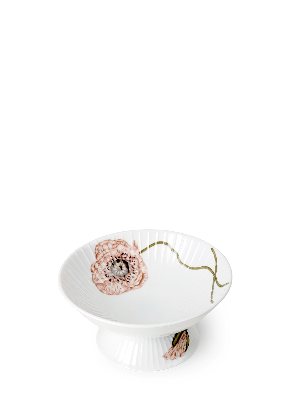 Hammershøi Poppy Bowl on stand Ø16 cm white w. deco