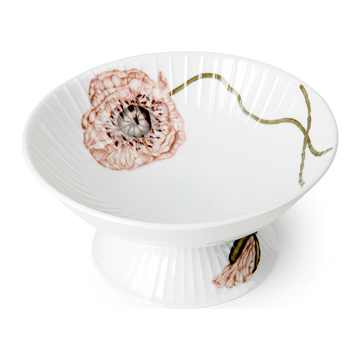 Hammershøi Poppy Bowl on stand Ø16 cm white w. deco